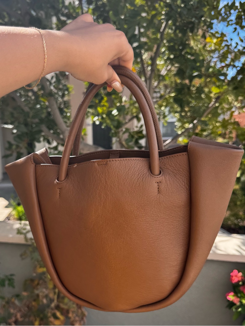 Excellent Beracamy Nadia Mini Caramel Brown Leather Top Handle / Crossbody